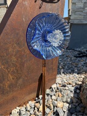 Garden Art Glass Flower - Upcycled, Handmade